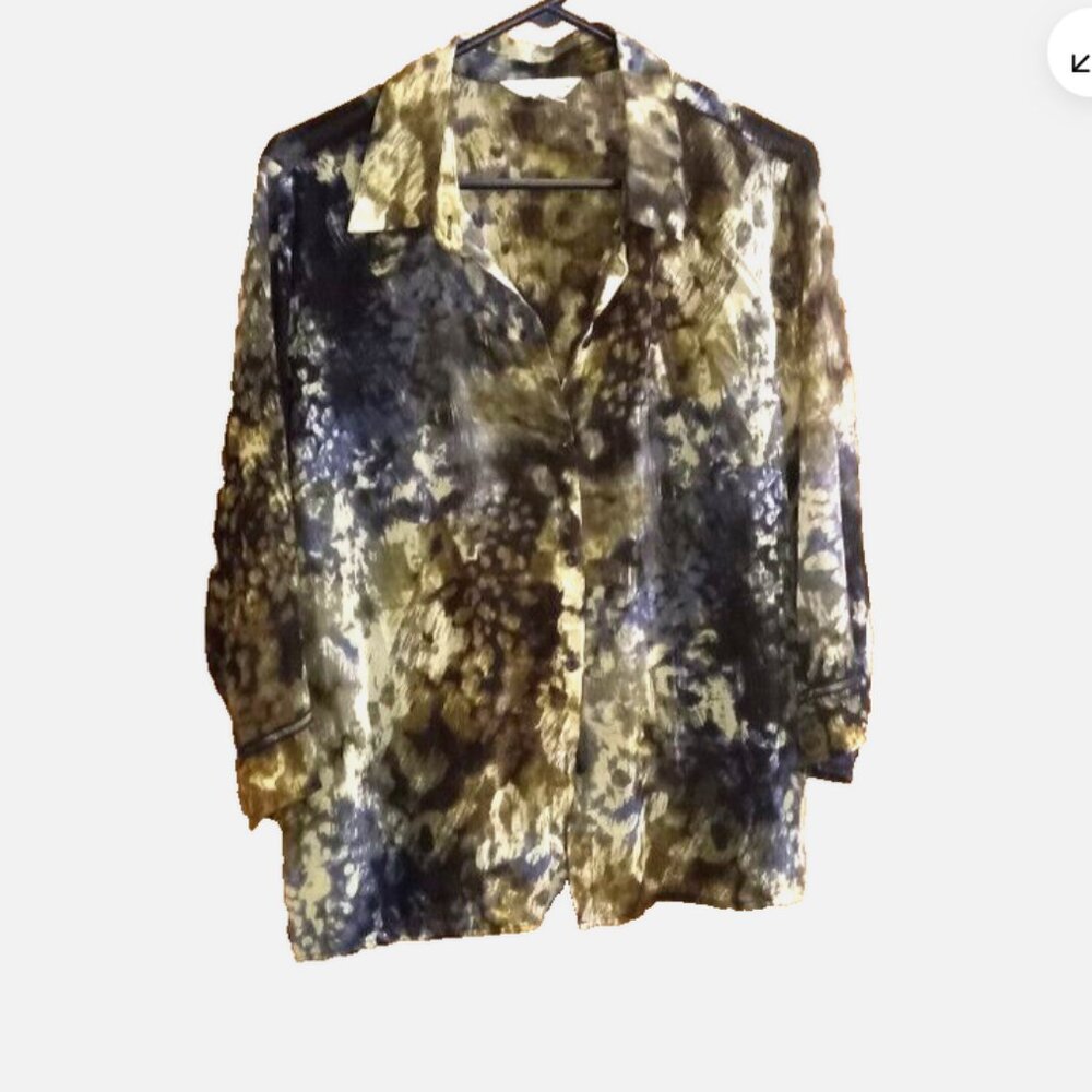 Christopher & Banks Womens Medium Colorful Print Blouse Lightweight Dress Top